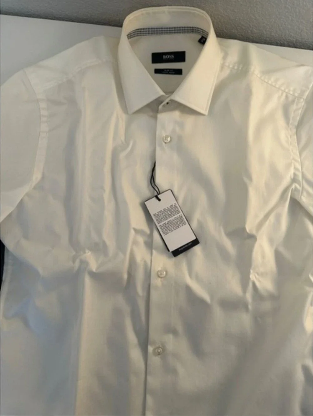 HUGO BOSS Men's White Slim Fit Easy Iron Jasse Dress Shirt Size 15 New with tags